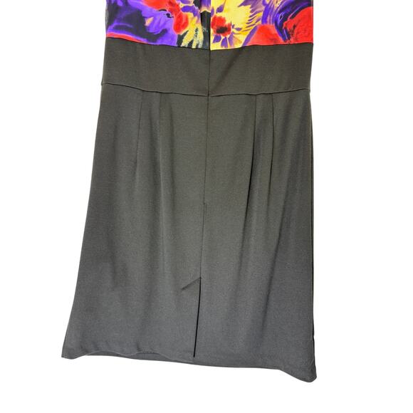 DressBarn Watercolor & Black Short Cap Sleeve To Knee Pencil Dress Size 12 - Picture 6 of 9